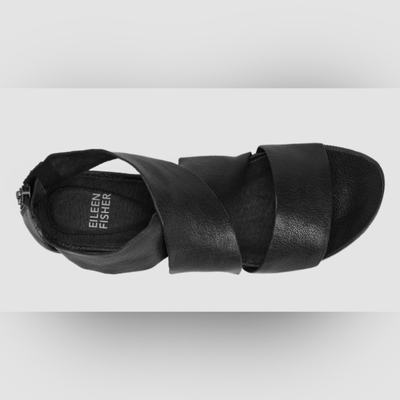 Eileen Fisher Black Sport Tumbled Leather Sneaker Sandal - Picture 3 of 10
